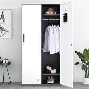 家用更衣柜铁皮柜员工储物存包柜鞋柜灰白窄边加厚二四五门更衣柜