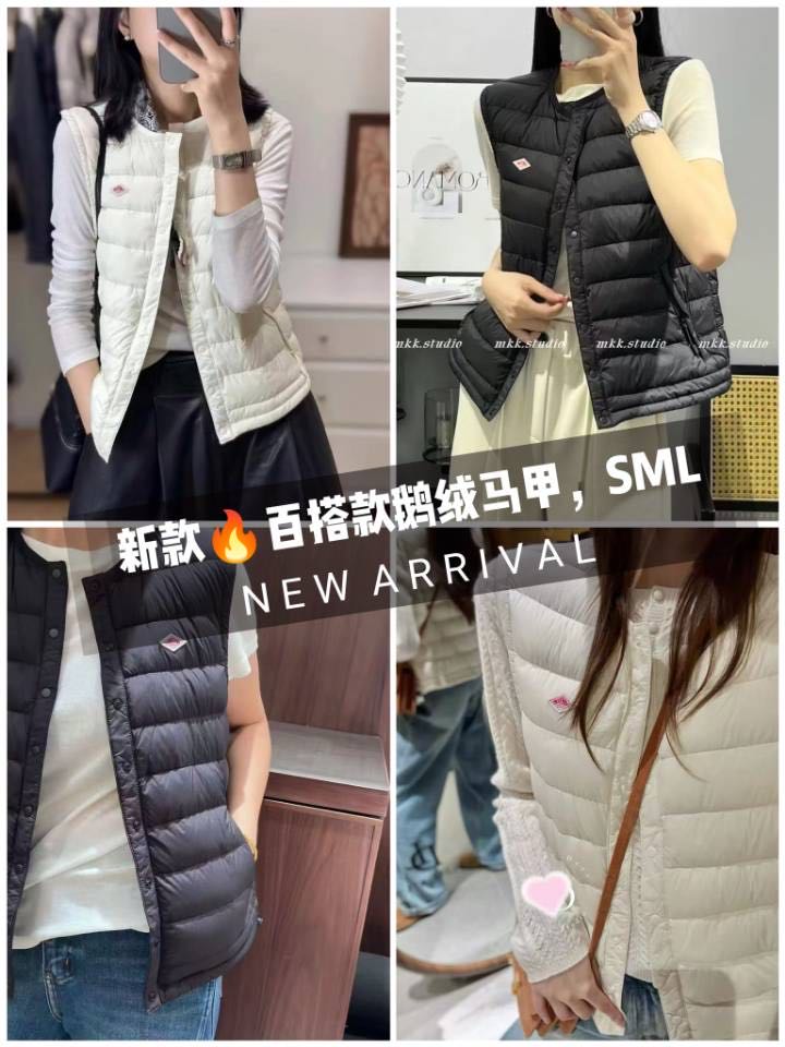 2025秋冬新款韩版宽松显瘦百搭白鹅绒羽绒马甲女短款无袖马夹外套
