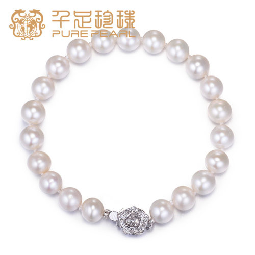 千足花语基本光洁银扣淡水珍珠