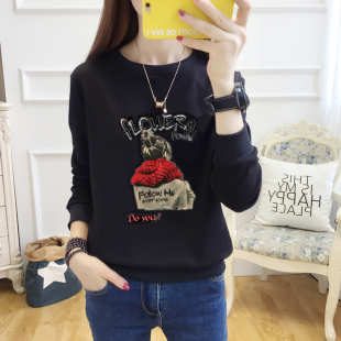 洋气减龄秋衣外穿休闲上衣 高级感黑色卫衣女士薄款 2025年春季 新款