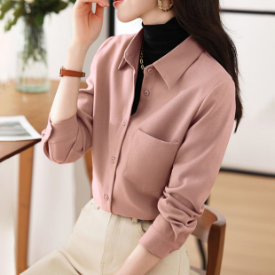 衬衫 上衣高级感长袖 外穿 秋冬法式 2025年洋气百搭磨毛叠穿衬衣女款