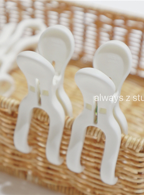 日式防风夹子双爪多功能晒衣塑料夹超大号衣服固定夹白色晾衣夹