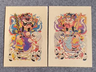 2025新年门神复古木版年画民间门神神荼郁垒秦琼敬德宣纸复刻A4
