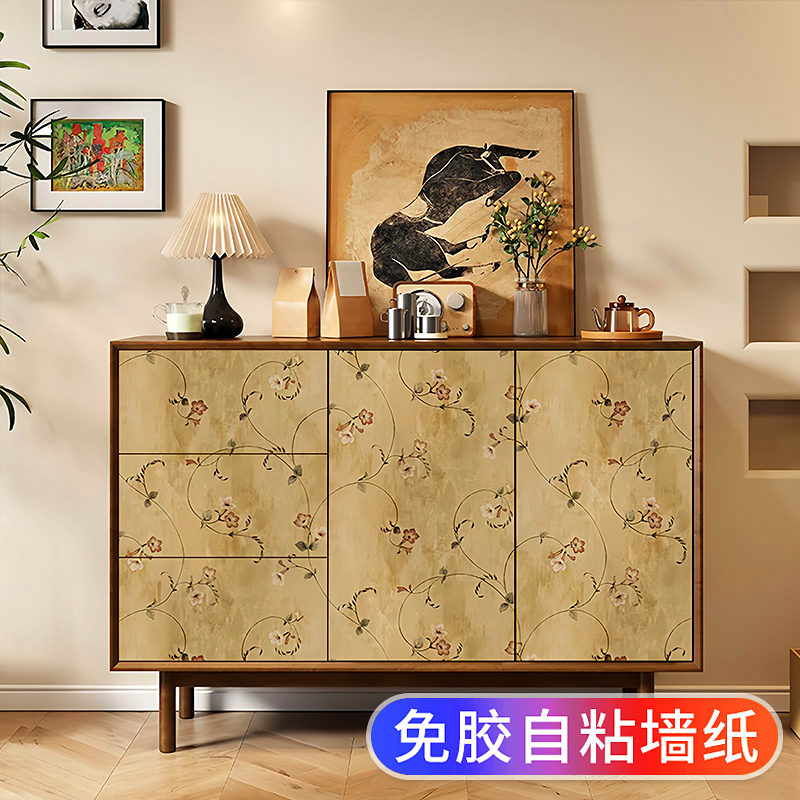 美式复古翻新贴纸遮丑自粘改造改色橱柜门美化衣柜子家具鞋柜装饰