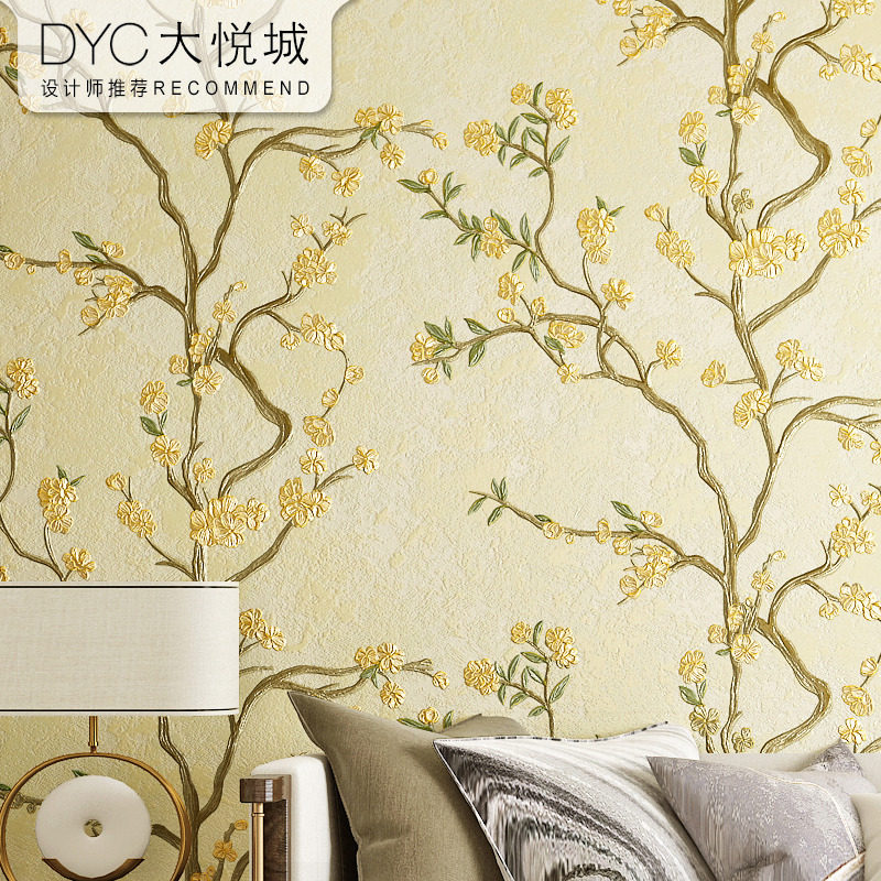 美式复古风墙纸超厚3D凹凸深压纹