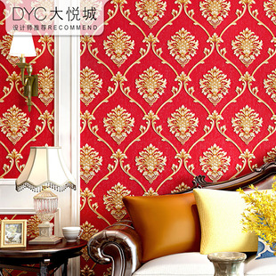 欧式大花奢华3d立体墙纸新款非自粘家用浮雕卧室客厅餐厅复古壁纸