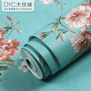 美式 卧室客厅电视背景壁纸 乡村田园无纺布墙纸小碎花床头复古风格