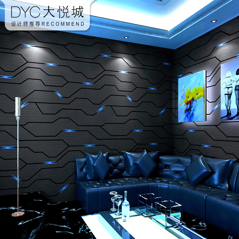 ktv墙纸 闪光墙布3d立体反光发光酒吧科幻科技感凹凸几何背景壁纸