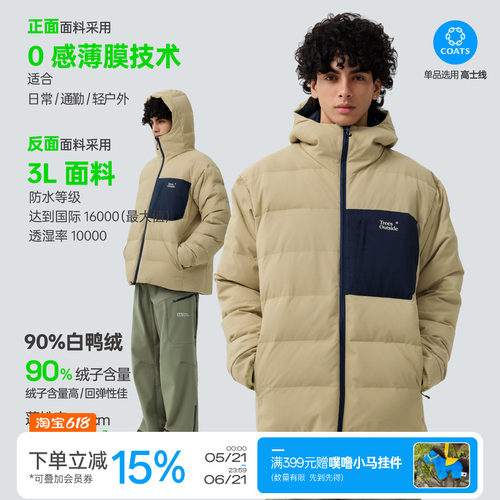 秋冬户外防风连帽双面穿羽绒服