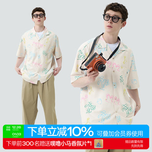 衬衫 warmtrees 自由之鸽棕榈树度假休闲古巴领短袖 夏季 2025新款