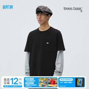 夏季 t恤男女同款 宽松上衣 box短宽棉麻感口袋短袖 TreesBasic