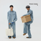 衬衫 TreesBasic全棉8oz经典 复古牛仔水洗蓝宽松长袖