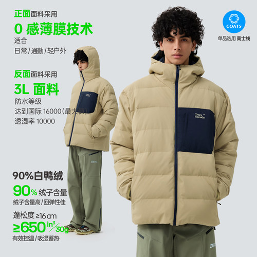秋冬户外防风连帽双面穿羽绒服