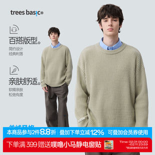 TreesBasic羊绒风格基础圆领毛衣男女款2025秋冬新款百搭内搭保暖