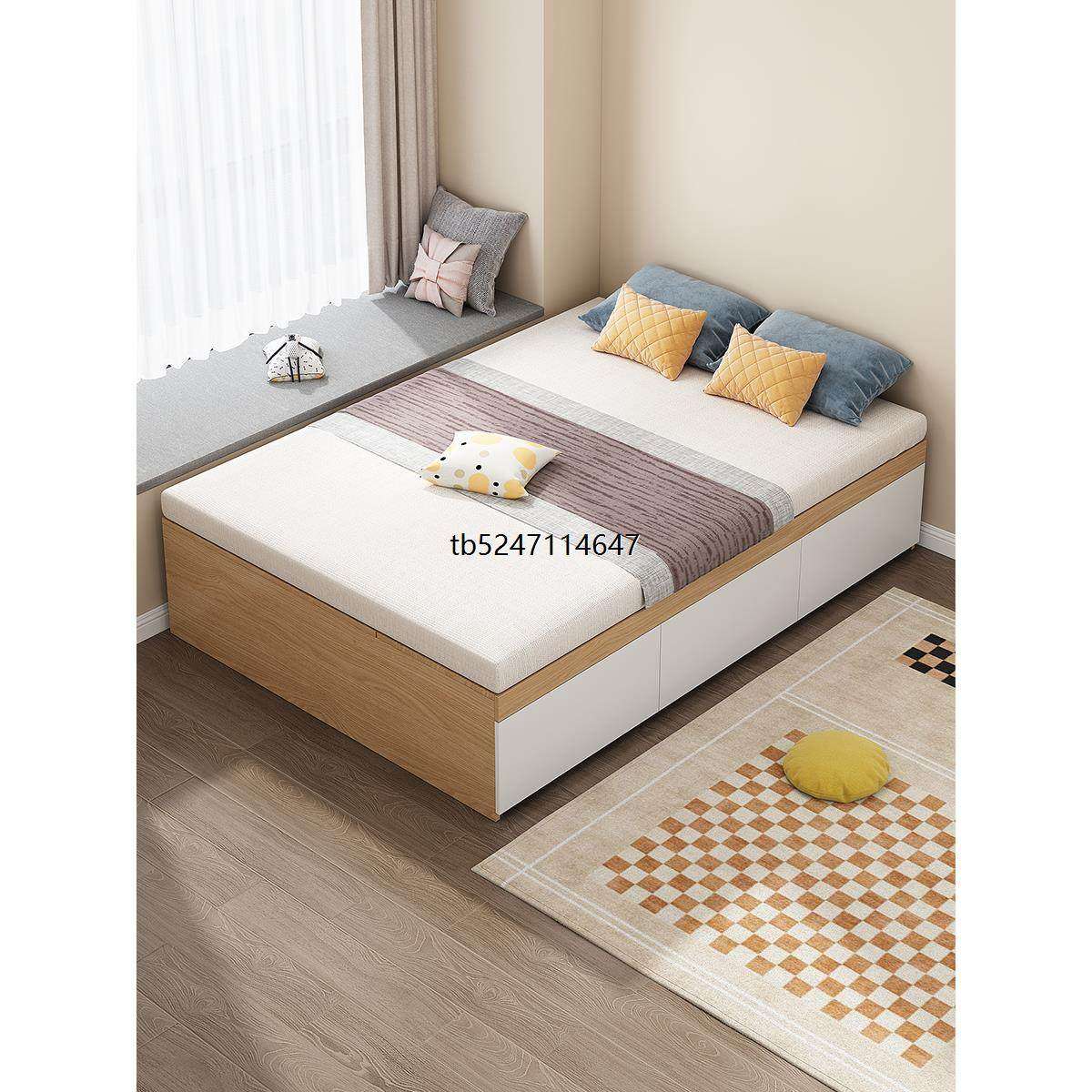 【香港包】榻榻米储物床板式小户型收纳高箱床架无床头双单人床