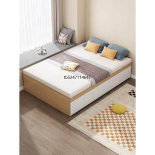 【香港包】榻榻米储物床板式小户型收纳高箱床架无床头双单人床
