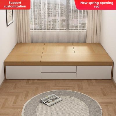 香港榻榻米无床头1米2单人床出租房用双人床定制小户型高箱储