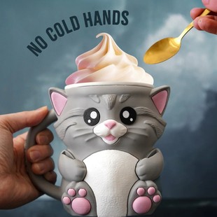 Pint 跨境新款 Cream Ice holder 3d打印猫咪冰激凌杯品脱杯架cat