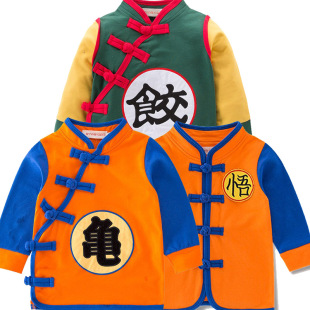 春秋儿童唐装七龙珠饺子长袖上衣冬宝宝表演出服棉衣外套1-9周岁