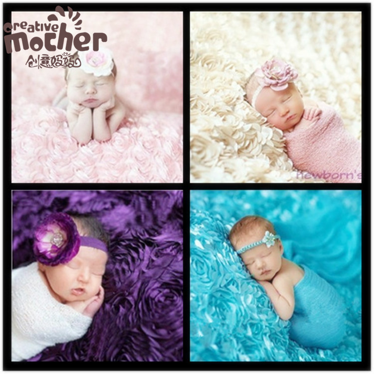 新品儿童摄影玫瑰花毯子新生婴儿宝宝满月写真影楼拍照造型道具毯