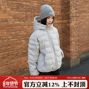 FOFWMODE 排骨羽绒服斜拉链男女同款情侣外套冬装短款百搭羽绒衣