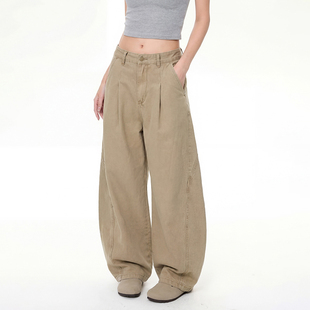 26春新款宽松结构弯刀牛仔裤男慵懒休闲百搭长裤阔腿简约裤子