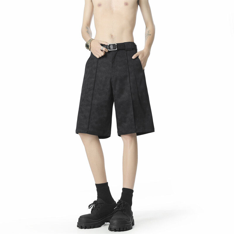 FOFWMODE 夏季扎染美式潮牌直筒休闲短裤男宽松百搭阔腿五分裤子
