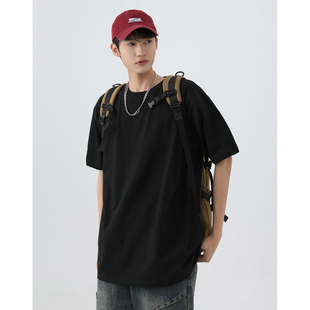 百搭上衣情侣体恤衫 260克重磅美式 潮牌宽松大码 t恤男夏季 纯色短袖