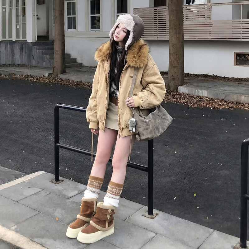 FOFWMODE牛仔做旧潮流棉服外套冬季百搭厚实宽松连帽座山雕棉衣,男装,棉衣,淘宝优惠券,粉丝福利购,淘宝优惠卷