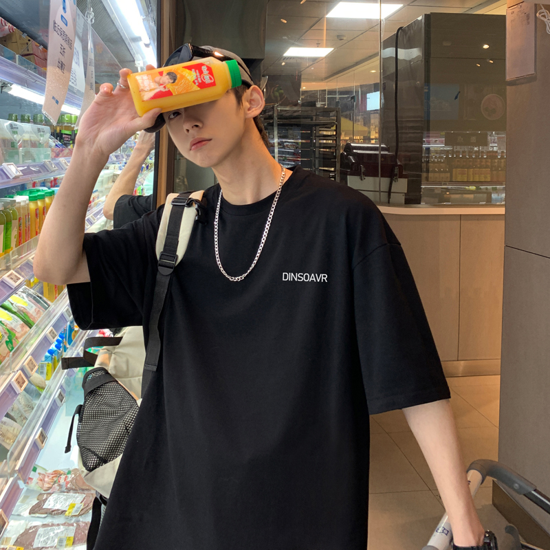 方少男装港风ins简约小字母t恤