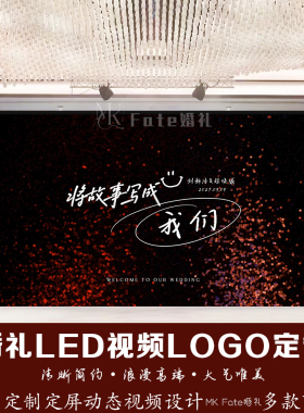 黑红色星光布幔丝绸婚礼LED视频LOGO定制来图定制动态视频制作