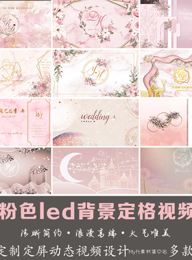 粉色婚礼主题LOGO定制背景 肉粉色浅粉LED屏幕高清动态视频制作