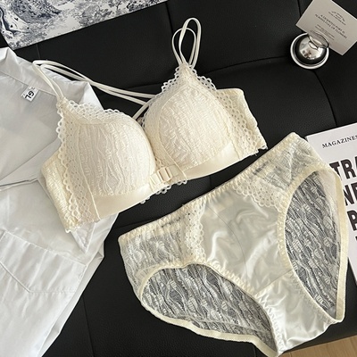 梵记舒适前扣性感美背内衣女小胸聚拢显大平胸防下垂无钢圈文胸罩