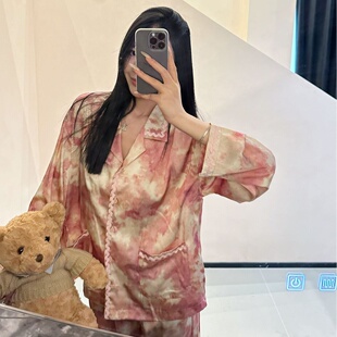 套装 长裤 家居服 轻奢水墨感睡衣女冰丝长袖 梵记2025新款