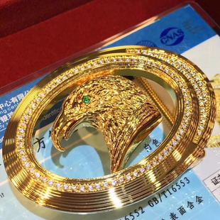 史蒂芬24K黄金皮带扣头 高档镶钻鹰头男士包金扣 真金平滑挂扣3.8