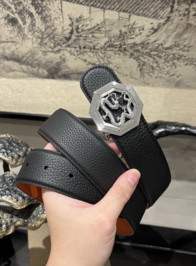 史蒂芬皮带男新款八角形龙头男士头层牛皮鳄鱼纹不锈钢扣腰带3.8