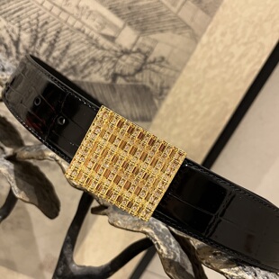 史蒂芬皮带男 新款镶钻算盘扣男士满钻牛皮鳄鱼纹不锈钢扣腰带3.8