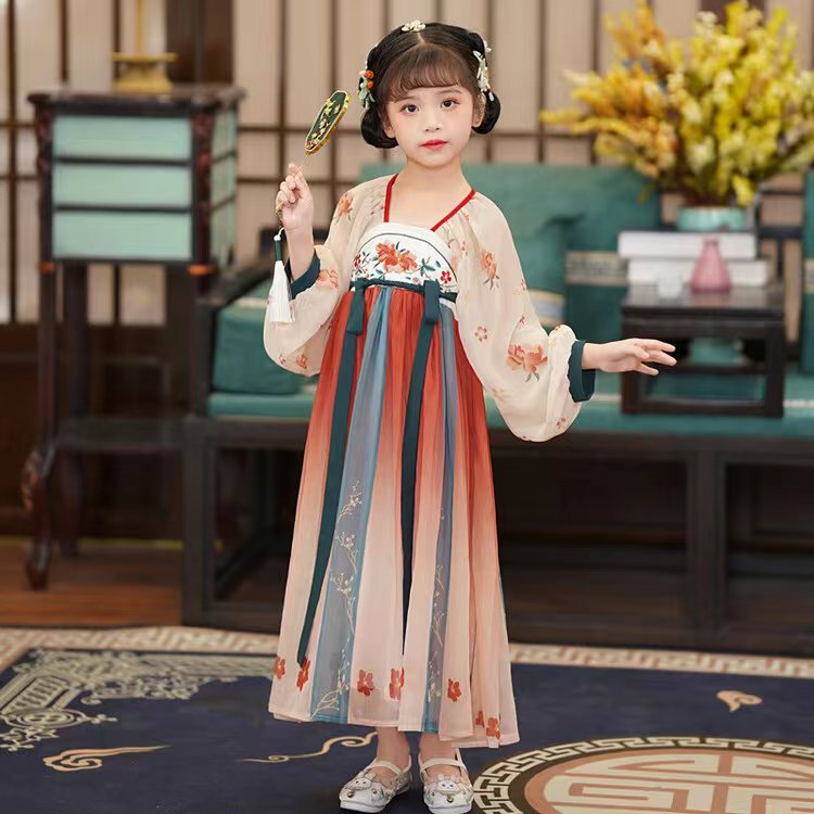 女童汉服新款公主裙儿童超仙古风唐装连衣裙小女孩刺绣襦裙秋冬款