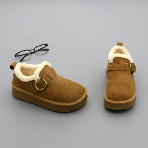 真皮勃肯鞋女冬季加绒保暖棉鞋