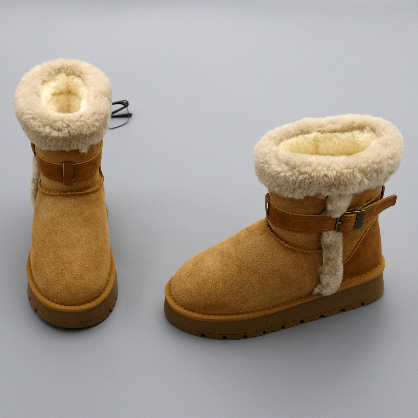 羊毛雪地靴女棉鞋2025冬季圆头真皮加绒保暖厚底防滑中筒东北短靴,女鞋,时尚雪地靴,淘宝优惠券,粉丝福利购,淘宝优惠卷