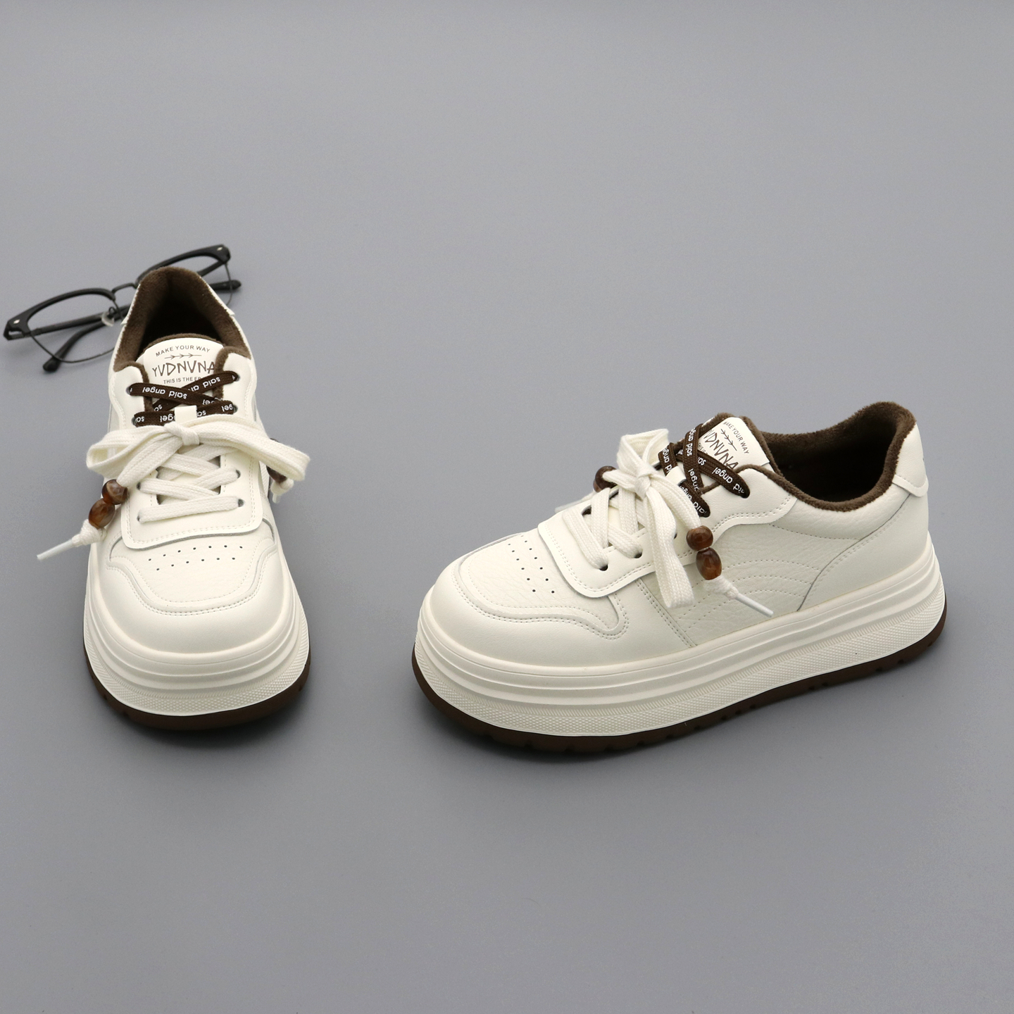 加绒小白鞋女真皮厚底休闲棉鞋