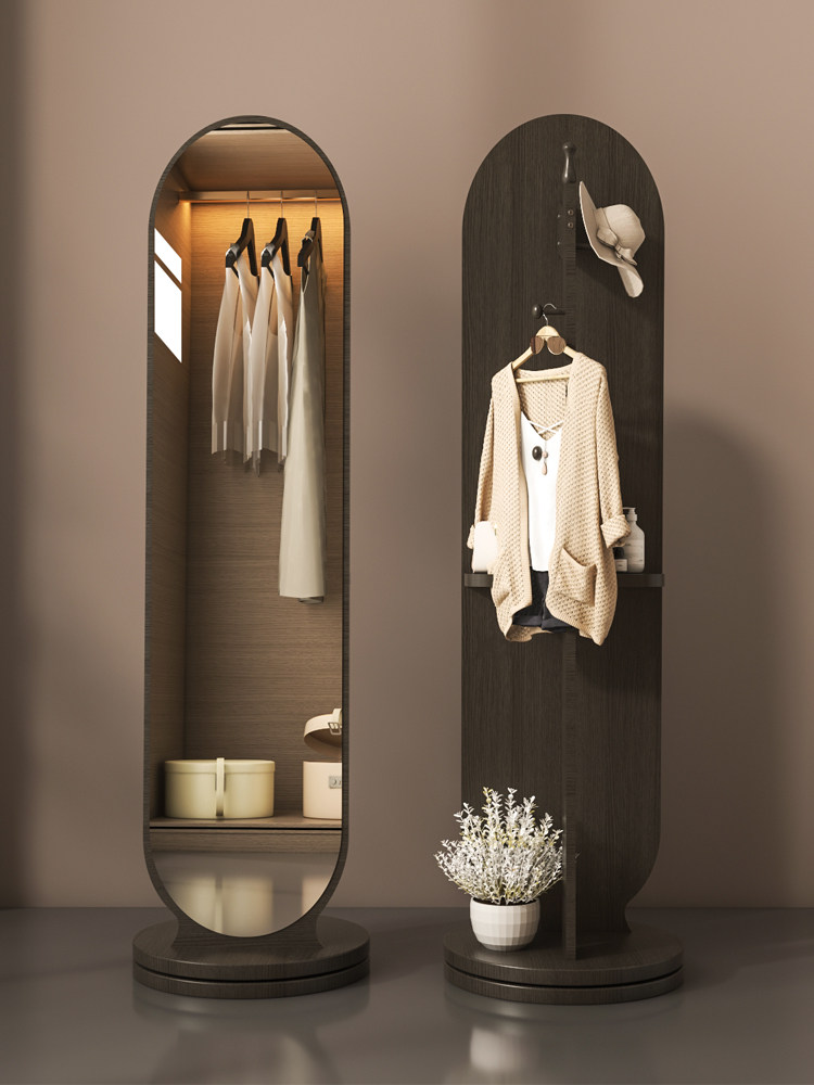 中古旋转全身镜家用卧室镜子带置物架一体衣帽间高级感落地穿衣镜,住宅家具,衣挂一体镜,淘宝优惠券,粉丝福利购,淘宝优惠卷