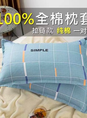 100%纯棉拉链枕套一对