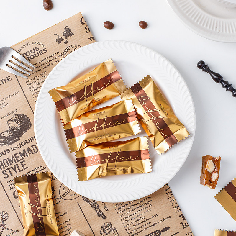 奢华加厚铝膜牛轧太妃糖袋机封袋咖啡糖果包装一次性单独自封袋子