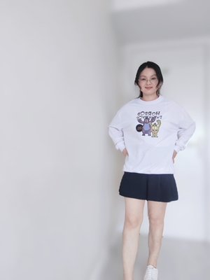 新款时尚卡通图案圆领套头休闲女款卫衣我爱中国