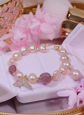 新款异形天然淡水珍珠ins海豚鱼尾手链