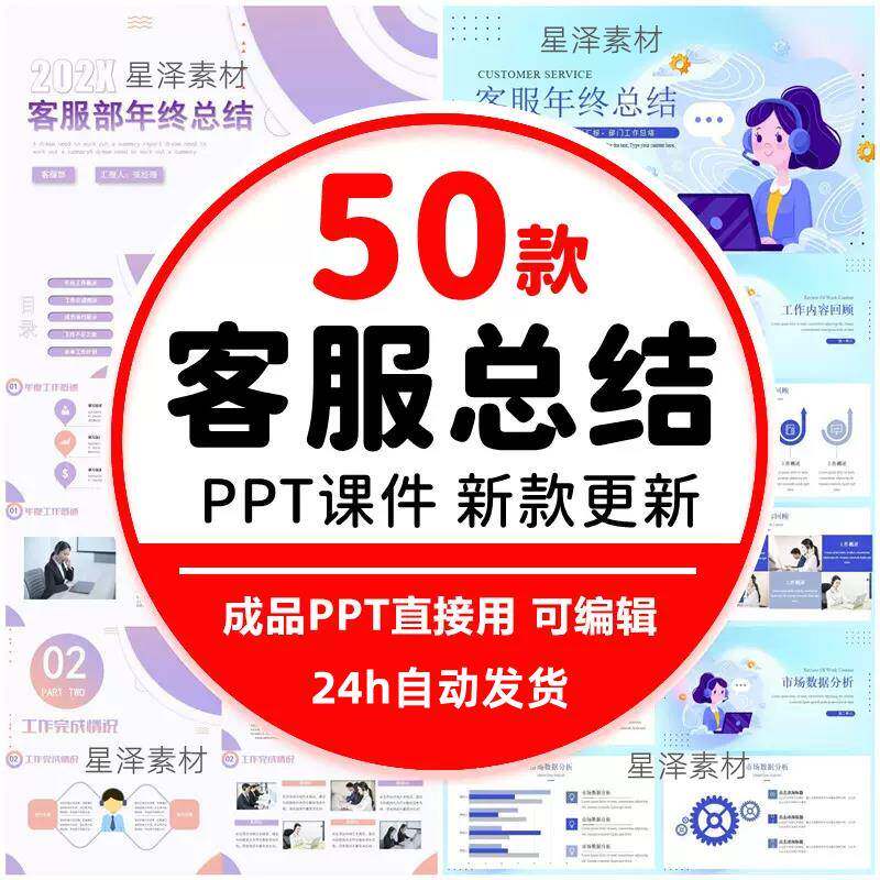 电商客服年终总结ppt物业4S店客服部个人工作总结计划汇报ppt模板