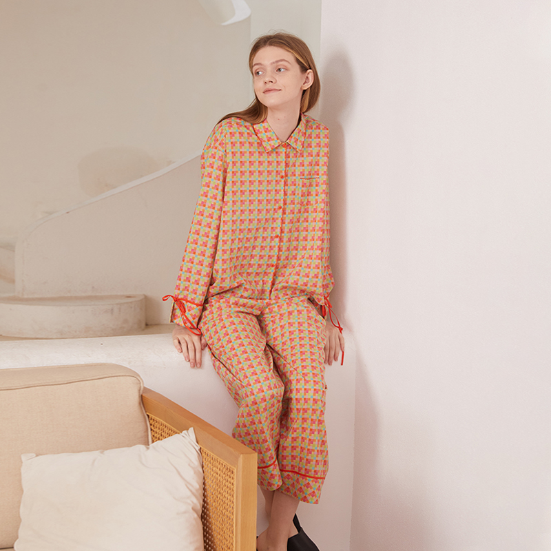 朵朵可可女夏季纯棉长袖长裤套装