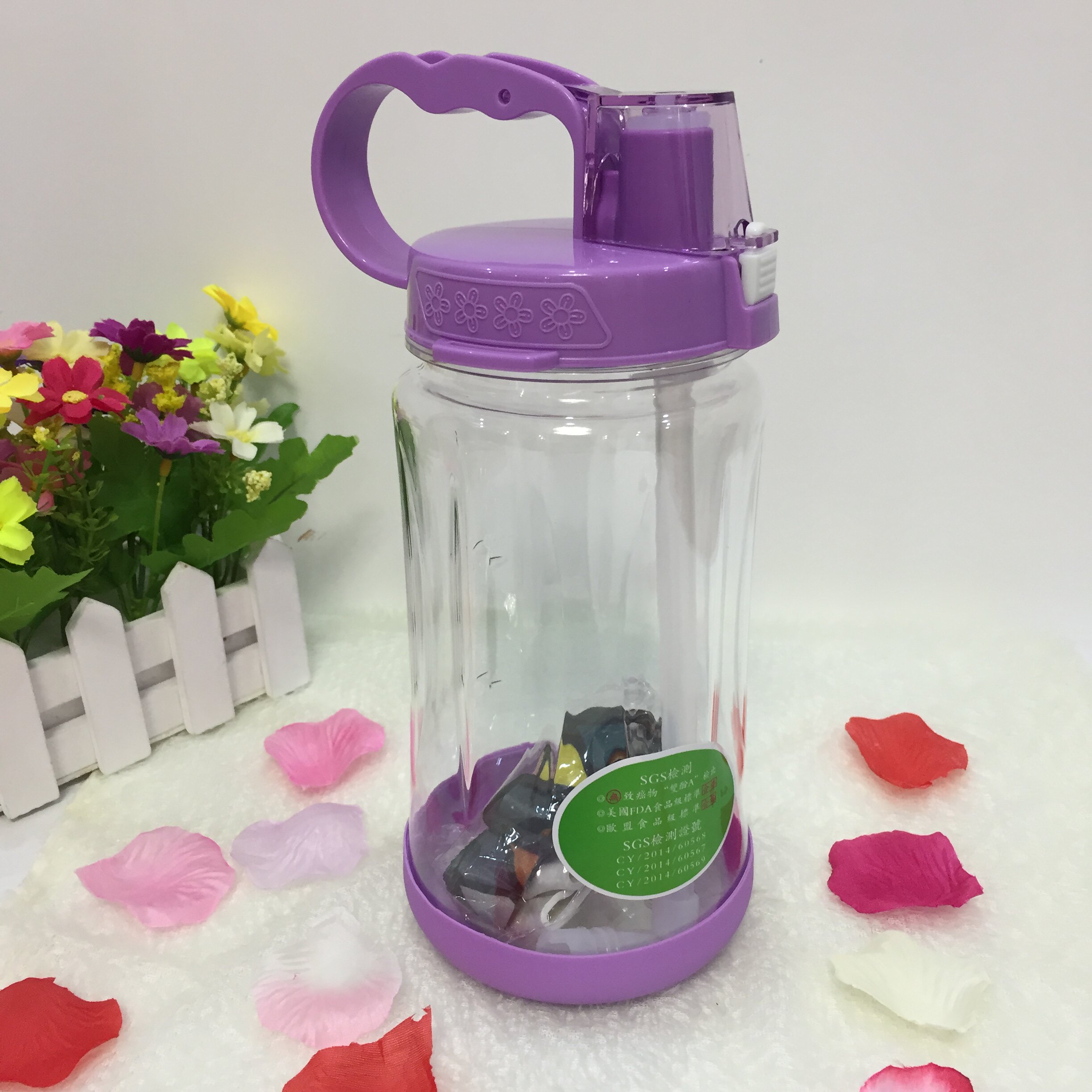 台湾康宝莱贺宝芙大手柄水杯太空杯吸管杯1000CC带刻度专利有杯带