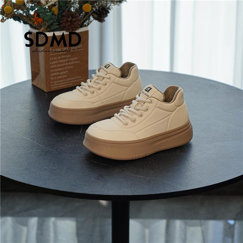 SDMD加绒保暖面包鞋女冬季新款平底厚底舒适加大码棉里休闲鞋